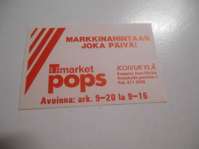 TT Etiketti T-market Pops Koivukylä