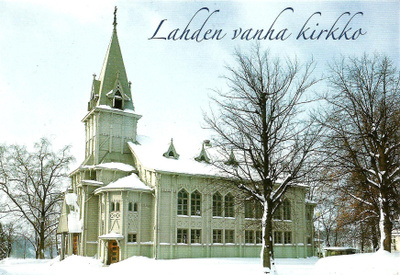 Lahden vanha puukirkko <> talvikuva
