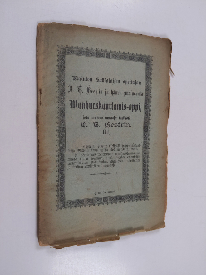Mainion saksalaisen opettajan J. C. Beck'in ja hänen puol...