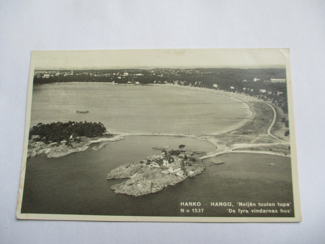 Hanko Neljän tuulen tupa -1950 tekstitys oikealla alhaalla