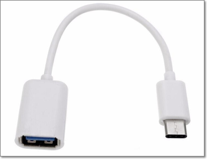 USB C uros - USB A naaras -kaapeli / OTG-sovitin / valkoinen
