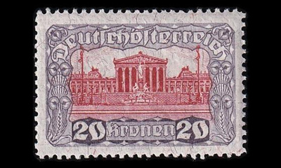 Itävalta 291A ** Parlamenttirakennus 20 Kr (12½) (1919)