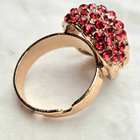 Adjustable Red Crystal Skull Ring – Gothic Punk Statement Ri - pikkukuva 2