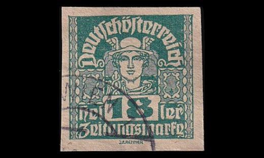 Itävalta 302y o Sanomalehtimerkki 18 H harm.pap (1920)
