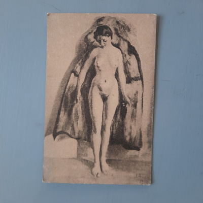 PK naku nude kaunis tyttö, piirroskortti v-1910 *