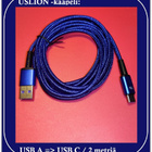 Uslion USB A - USB C -datakaapeli/ latauskaapeli / 2m #29899 - pikkukuva 1