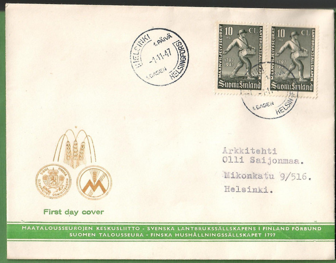 FDC-Maanviljelysseurat 1947150 vuotta(116)