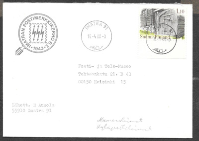 Postilähetys -  Talonp.rak. (LAPE 855) Imatra 91 15.4.1980