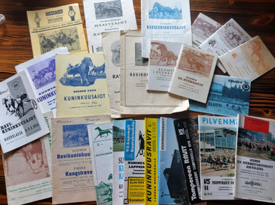 Vanhoja käsiohjelmia raveihin eri vuosilta 1955-1978