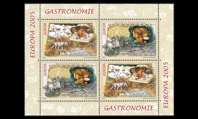 Romania 5935-6BL355_II ** Europa gastronomia (2005)