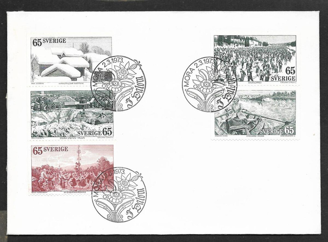 Ruotsi - I Dalon FDC 1973 (Fac. 811-815)