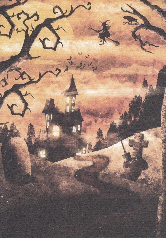 Halloween noita lentää luudalla