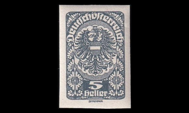 Itävalta 276 ** Käyttösarja 5 H kotka harmaa (1919)
