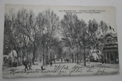 Marseille, Exposition Coloniale, väkeä,p. 1906 Suomeen