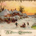ANTIIKKIKORTTI / Kyläläisiä talvitaivaan alla. 1900-l. - pikkukuva 1