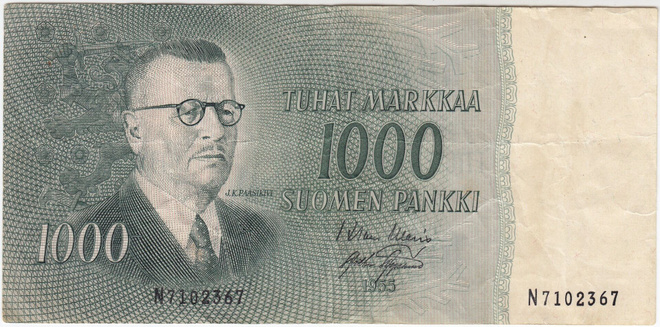 1000 Markkaa 1955 N-sarjaa, kl.4