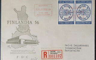 FINLANDIA 56 -näyttelyn päikköpari kirj. FDC-kuorella