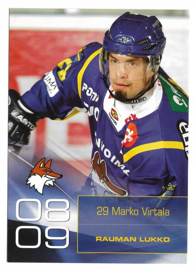 2008-09 Rauman Lukko Postikortti Marko Virtala