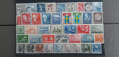 RUOTSI 1950-luku leimattuja postimerkkejä 41 kpl