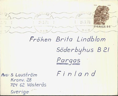 Ruotsi Mi 645 kirje Suomeen