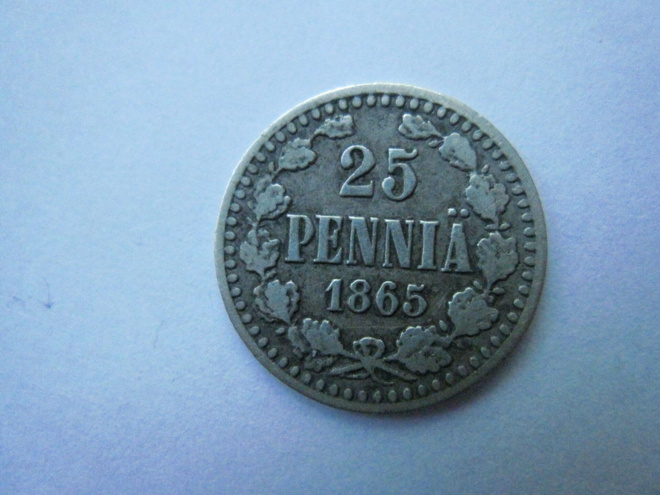 25 penniä 1865 hopeaa