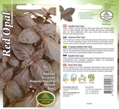 Maustebasilika 'Red Opal' - siemenet #