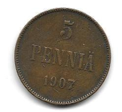 Suomen suuriruhtinaskunta, 5 penniä 1907