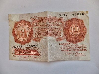 Iso-Britannia Englanti 10 shillings Beale 1949-1955 Rapea
