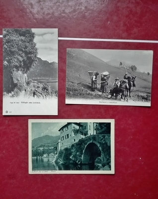 Lago di Como (Italia) 3 vanhaa postikorttia