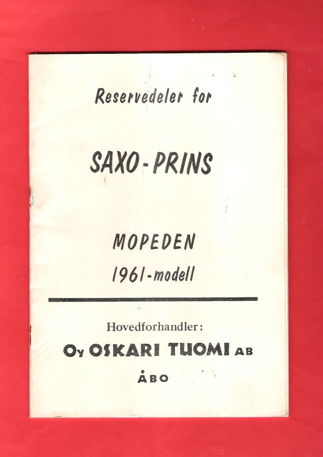 Saxo- Prins mopedi 1961, varaosakirja.
