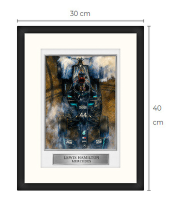 Uusi Lewis Hamilton F1 art print kehystetty 30 cm x 40 cm