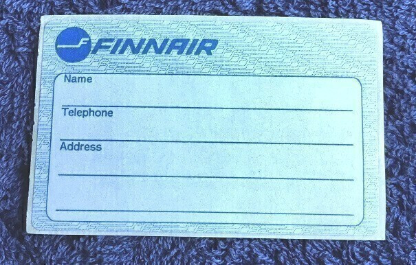Finnair matkalaukun nimilappu