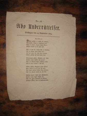 Sanomalehti : Åbo Underrättelser 3.1.1824 (kopio 1874)