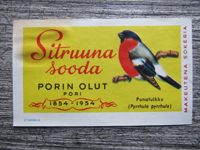 PORIN OLUT etiketti.....Sitruunasooda, Punatulkku.