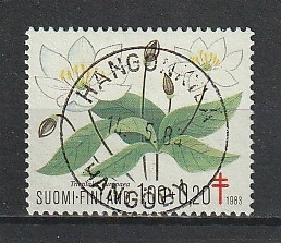 1983  1.00mk+0,20p Tuberkuloosi merkki HANGONKYLÄ-loistolla