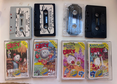Dizzy-pelipaketti ZX Spectrumille – 4 kasettia