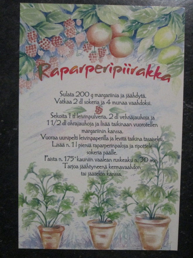 KULKEMATON RAPARPERIPIIRAKKA RUOKAOHJEKORTTI