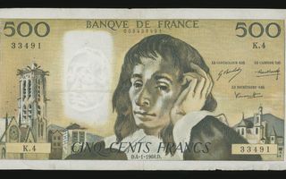 Ranska 500 Francs 4.1.1968.D, P156a F