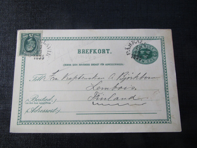 5 öre 1895 Ehiökortti. Brefkort .Ruotsi- Sweden