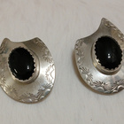 Vintage design hopea onxy kivi korvakorut RH sterling 925 - pikkukuva 1