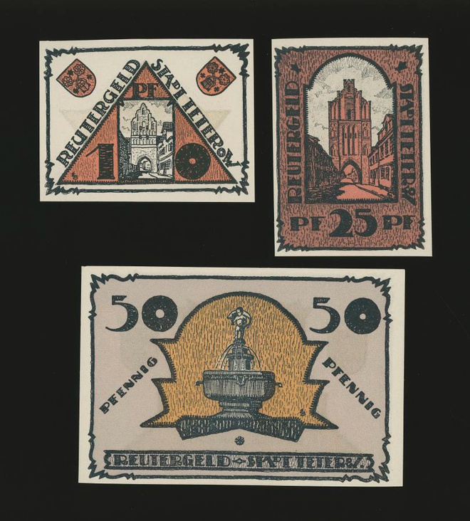 Saksa Notgeld 10, 25, 50 Pfg, Teterow 1922