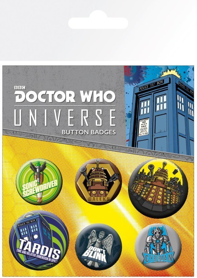 DOCTOR WHO UNIVERSE BUTTON BADGES	(57 680)	6 rintamerkkiä,
