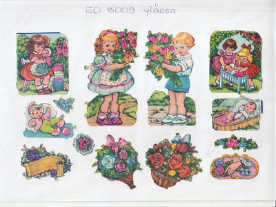 ~ EO 8009, lapsia ja kukkia-arkki IRTO-kuvina, yläosa ~