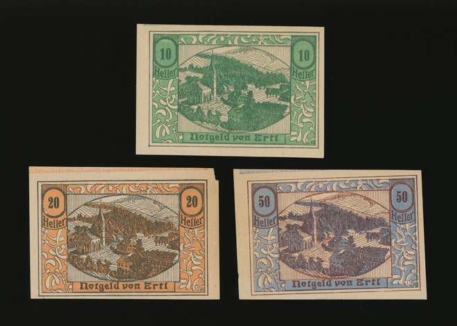 Itävalta 10, 20, 50 Heller, Kirchenbauverein Ertl 1920