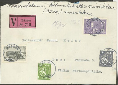 M30 1951 vakuutettu kirje