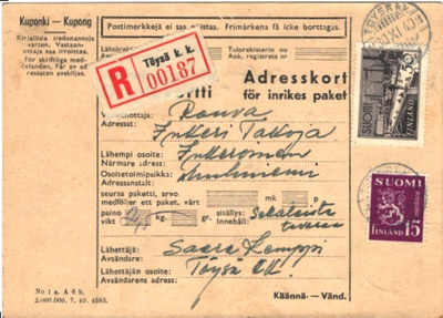 R-KUORI OSOITEK TÖYSÄ ,K,K- INKEROINEN LEIMA VIRHE!!!!!!!!!!
