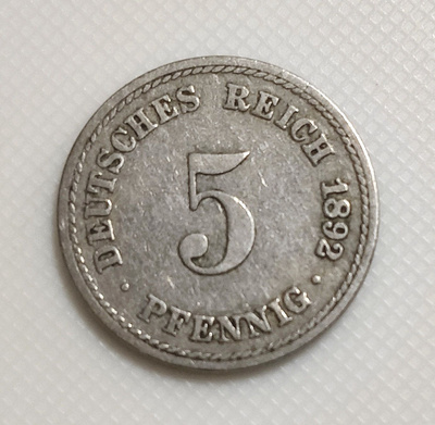 Saksa 5 Pfennig 1892A