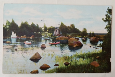 Kotka, Elisabet, väkeä rannassa, ehd. Suomen lippu, p. 1911