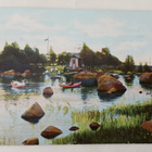 Kotka, Elisabet, väkeä rannassa, ehd. Suomen lippu, p. 1911 - pikkukuva 1