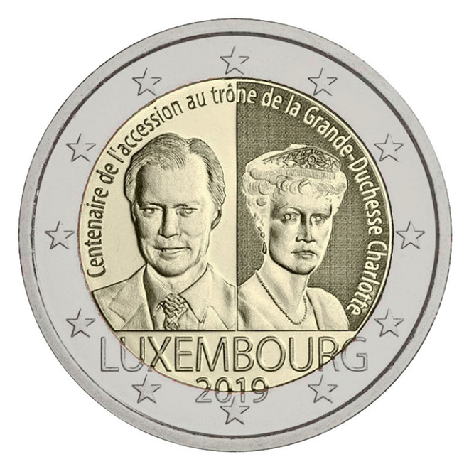 ** LUXEMBURG 2€ 2019 Charlotte pillerissä **